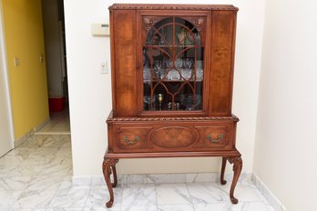 Antique Chippendale Style Mahogany China Cabinet Made In Grand Rapids, Michigan