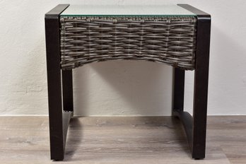 Sienna Aged Bronze Aluminum Indoor/Outdoor Wicker Table With Glass Top