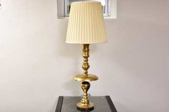 Vintage Middle Eastern Solid Heavy Brass Tall Table Lamp With Etched Design