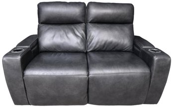 Cheers Leather Power Reclining Love Seat With USB Connectors And Cup Holders