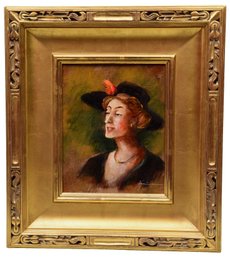 Signed Oil On Panel Titled 'Grand Dame' In Gilt Wood Frame