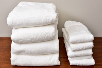 NEW! Set Of Four Threshold Spa Plush Bath Sheets And Set Of Five Matching Hand Towels