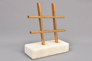 Hashtag Gilt Sculpture On Marble Base