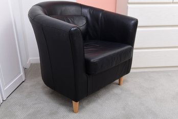 Leather Barrel Back Chair And Pillow