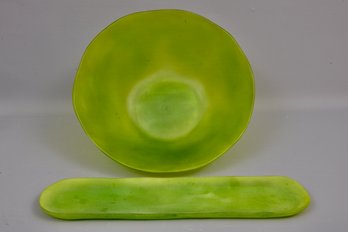 Tina Frey Green Resin Bowl And Oblong Tray