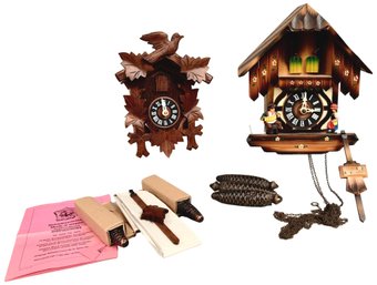 Pair Of West Germany Wood Cuckoo Clocks
