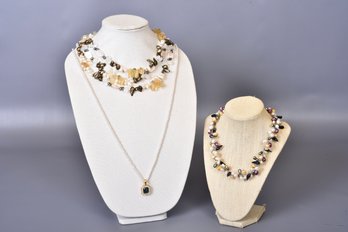 Assorted Freshwater Pearl, Mother Of Pearl Triple Strand Necklace And More