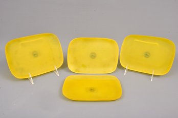 Set Of Four Tina Frey Yellow Resin Square Dishes