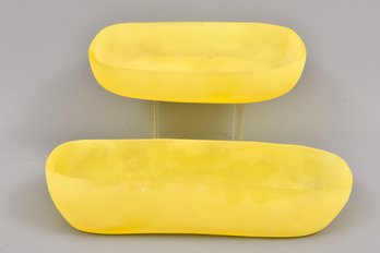 Tina Frey Yellow Resin Oblong Bowl And Square Bowl