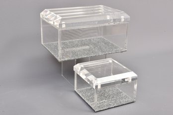 Pair Of Tara Wilson Acrylic Glitter Boxes