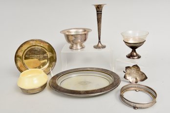 Tiffany & Co. Makers Leaf Dish, Sterling Rimmed Oval Glass Dish, Bud Vase And More