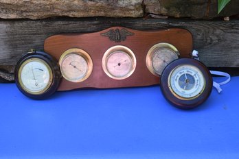 Thermometer, Barometer, And Humidity Set - Hair Hygrometer & Weather Guage