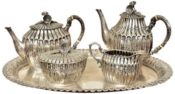 Beautiful Ornate Hallmarked 800 Silver Coffee And Tea Service Set With Tray (86.955 Troy Oz)