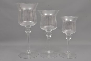 Set Of Three Polish Hurricane Candle Holders