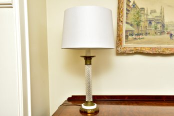 Paul Hanson Glass, Marble And Bronze Table Lamp