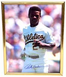 Framed Autographed Rickey Henderson Photograph
