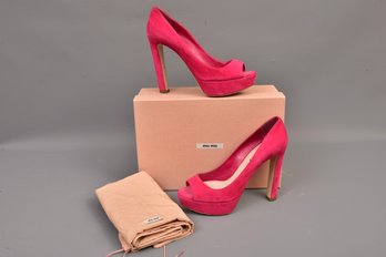 Miu Miu Camoscio Peonia Suede Stilettos (Size 39)