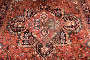 1950's Indo Persian Heriz Room Size Area Rug