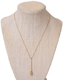 14K Yellow Gold Box Chain Necklace With Pendant