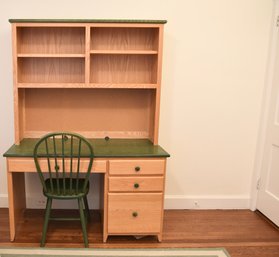 Pine Three Piece Student Desk With Hutch And Chair