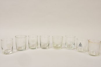 Collection Of Eight Assorted Whiskey Glasses From Hotels Around The World