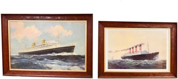 Set Of Two Possibly English Ship Prints Nieuw Amsterdam