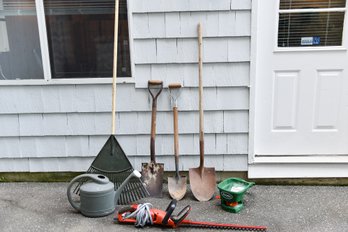 Collection Of Gardening Equipment Including A Black & Decker Hedge Hog Electric Trimmer (model #HH2450)