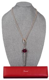 Baccarat Tassel Pendant And Sterling Silver Link Chain (48.8 Grams)