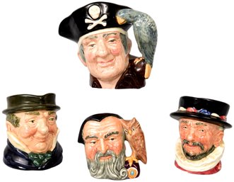 Set Of Four Vintage Royal Doulton Porcelain Character Miniature Mugs