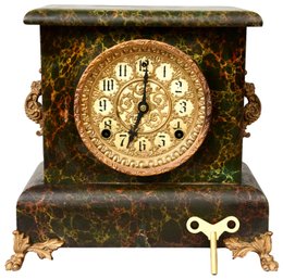 The Sessions Clock. Co. Antique Mantle Clock With Key