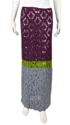 MISSONI Vintage Wool Crochet Knit Maxi Skirt (Size 42)