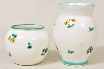 Pair Of Gmundner Keramik Alpine Flowers Ceramic Vases