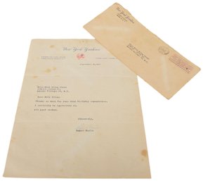 Signed Roger Maris Letter On New York Yankees Letterhead Dated 1962