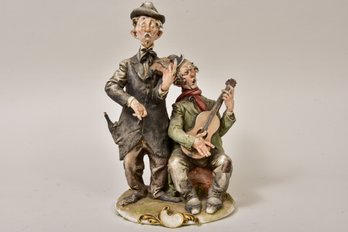Vintage Italy Signed Guiseppe Cappe Glazed Porcelain Figurine 'Musicians Buskers'