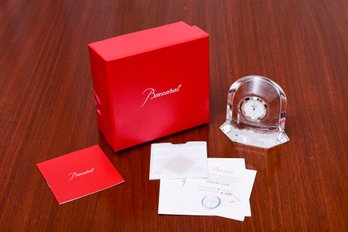 Baccarat Crystal Desk Clock With Original Box