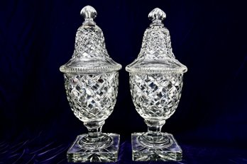 Pair Of Mid 19th Century Napoleon III Amphora Crystal Urns
