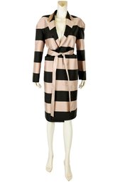ROCHAS Paris Striped Belted Evening Trench Coat (Size 40)