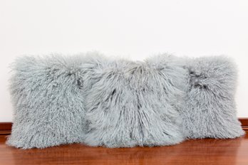 Set Of Three West Elm Dyed Lamb Fur Pillows