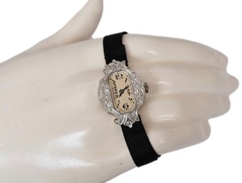Vintage 18k White Gold And Diamonds Ladies Watch