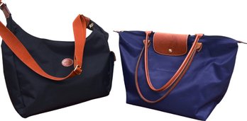 Longchamp Le Pliage Foldable Nylon Leather Shopper Tote And Le Pliage Hobo Shoulder Bag