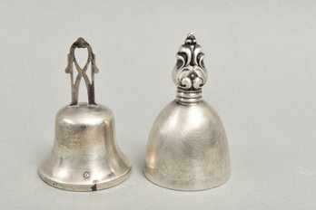 Pair Of Sterling Silver Hand Bells