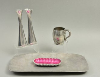 Collection Of Five Pewter Tabletop Items - Nambe, Julia Knight, Boardman And More