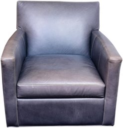 Crate & Barrel Leather Swivel Arm Chair