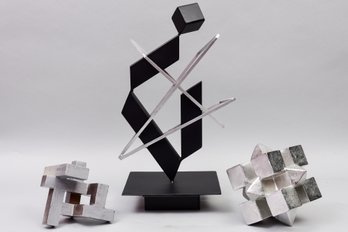 Geometric Sculpture, Weatherholt Link Sculpture And Metal Abstract Sculpture