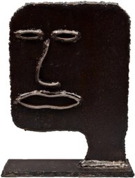 Signed Fred Garbotz '93 Metal Face Sculpture