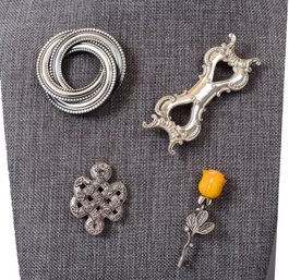 Collection Of Sterling Silver Brooches