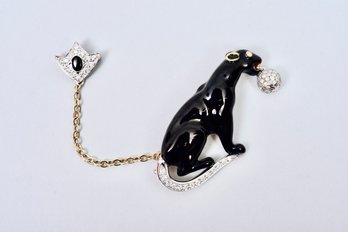 18K Gold And Diamond Panther Brooch