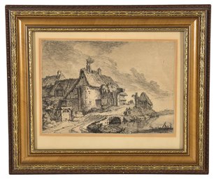 Franz Edmund Weirotter Cottages Near Water Village Framed Engraving