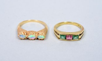 14K Yellow Gold Opal Ring And 14K Yellow Gold Gemstone Ring