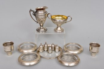 Collection Of Sterling Silver - Set Of Four Frank M. Whiting Coasters, Webster Co. Bottle Coaster And More